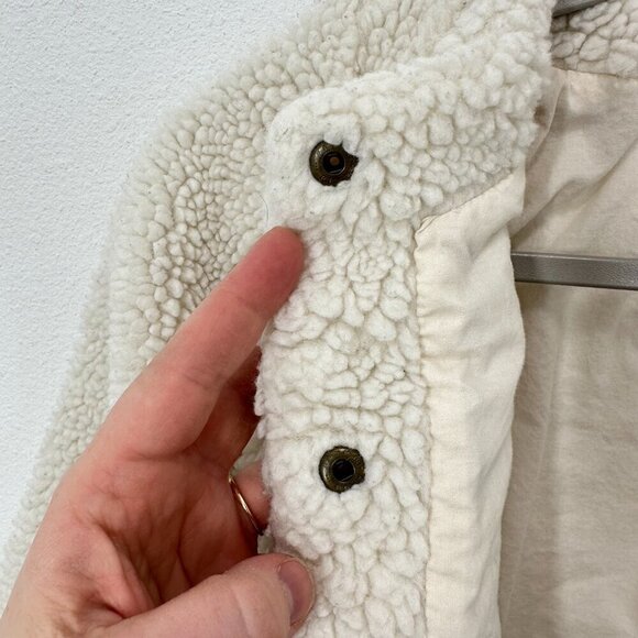 Hanna Andersson Girls Size 5 Cream Sherpa Teddy Fleece Adorable Jacket Cozy - Picture 5 of 7